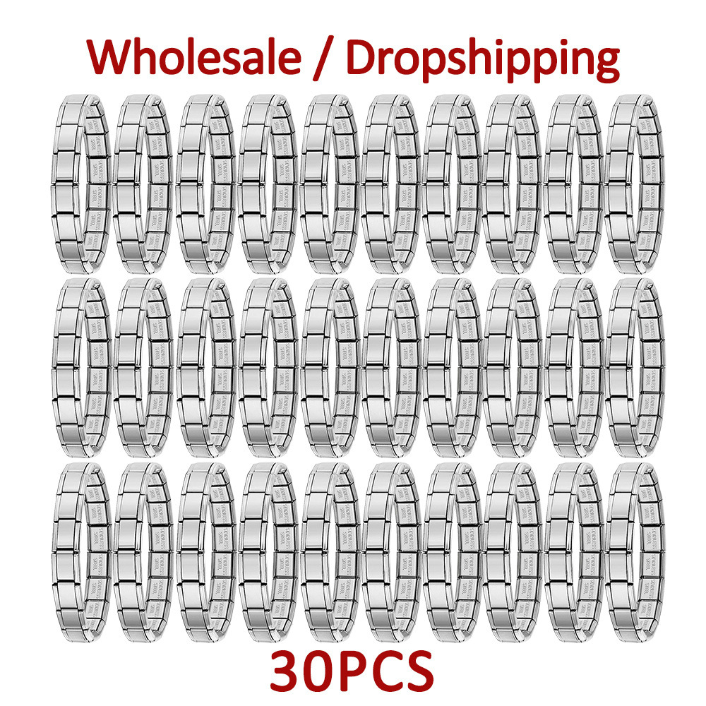 30-piece set of multi-color basic glossy Italian modular bracelet DIY stainless steel minimalist watch strap chain wholesale
