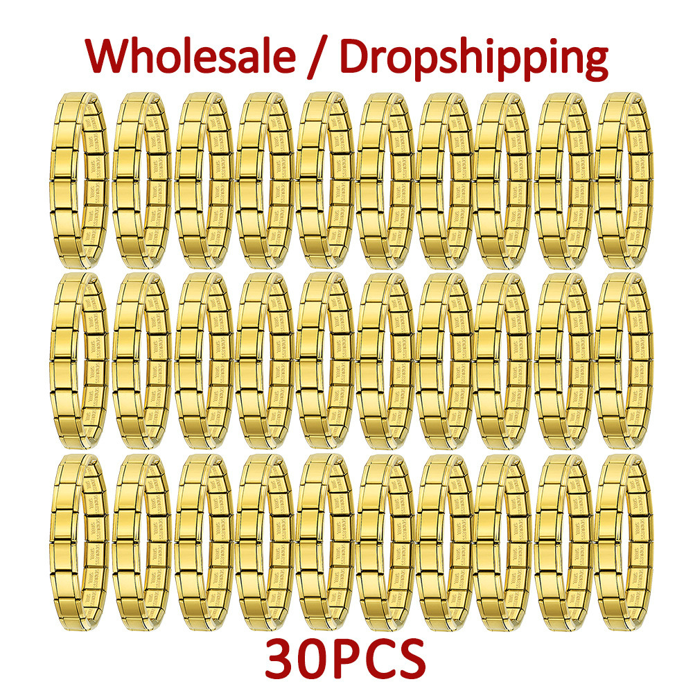 30-piece set of multi-color basic glossy Italian modular bracelet DIY stainless steel minimalist watch strap chain wholesale