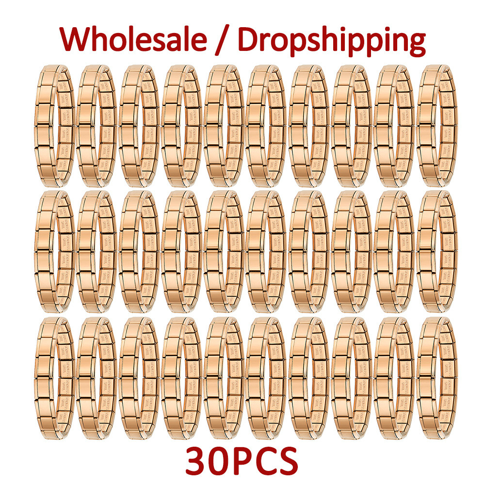 30-piece set of multi-color basic glossy Italian modular bracelet DIY stainless steel minimalist watch strap chain wholesale