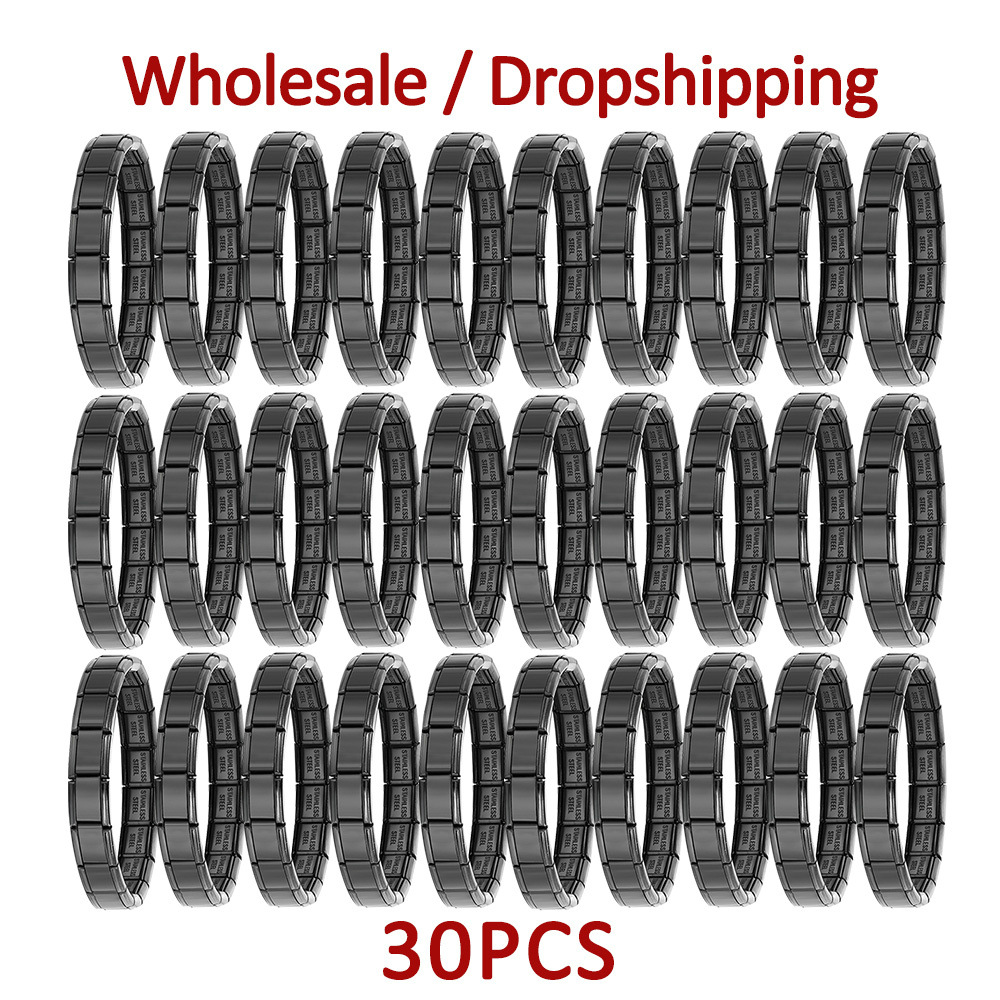 30-piece set of multi-color basic glossy Italian modular bracelet DIY stainless steel minimalist watch strap chain wholesale