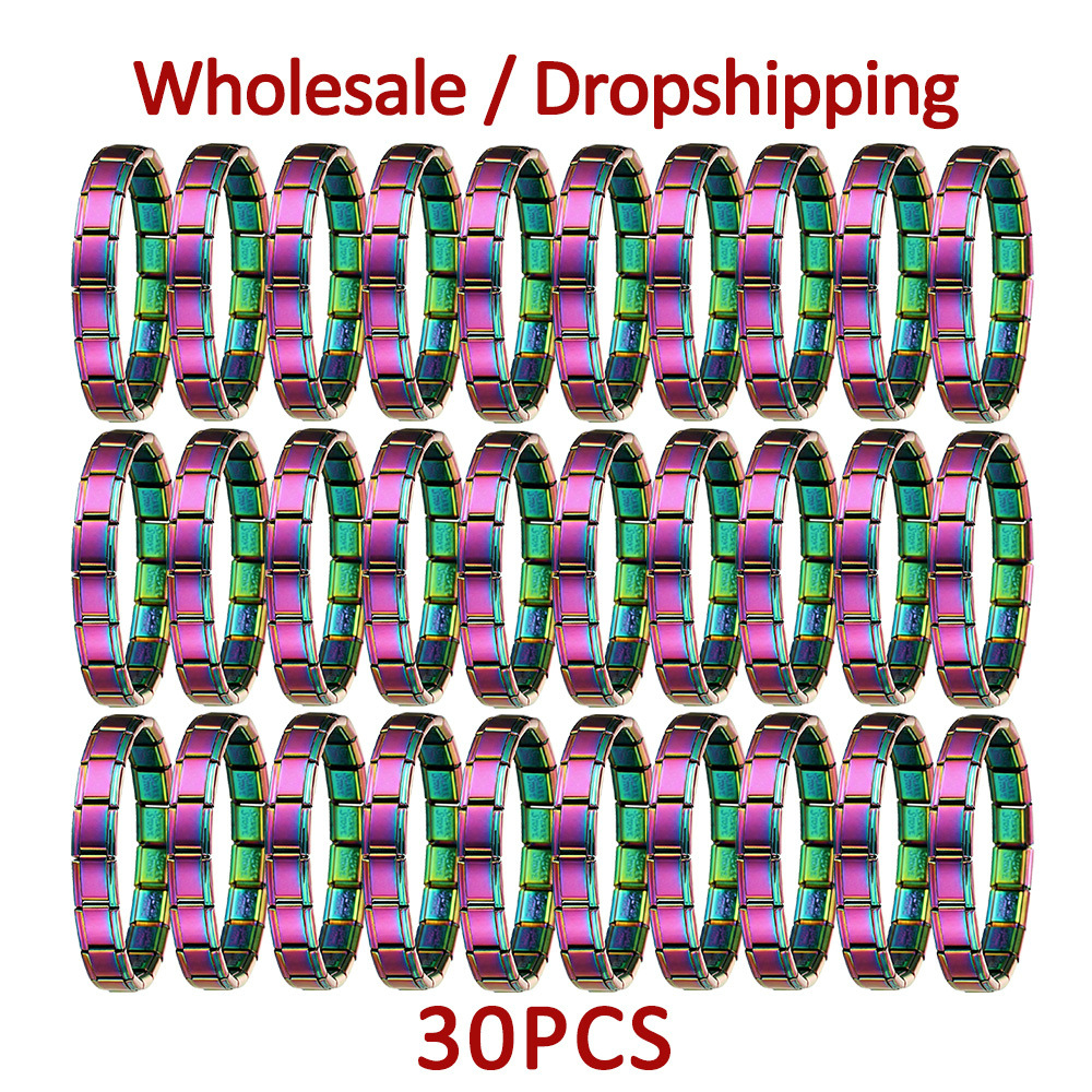 30-piece set of multi-color basic glossy Italian modular bracelet DIY stainless steel minimalist watch strap chain wholesale