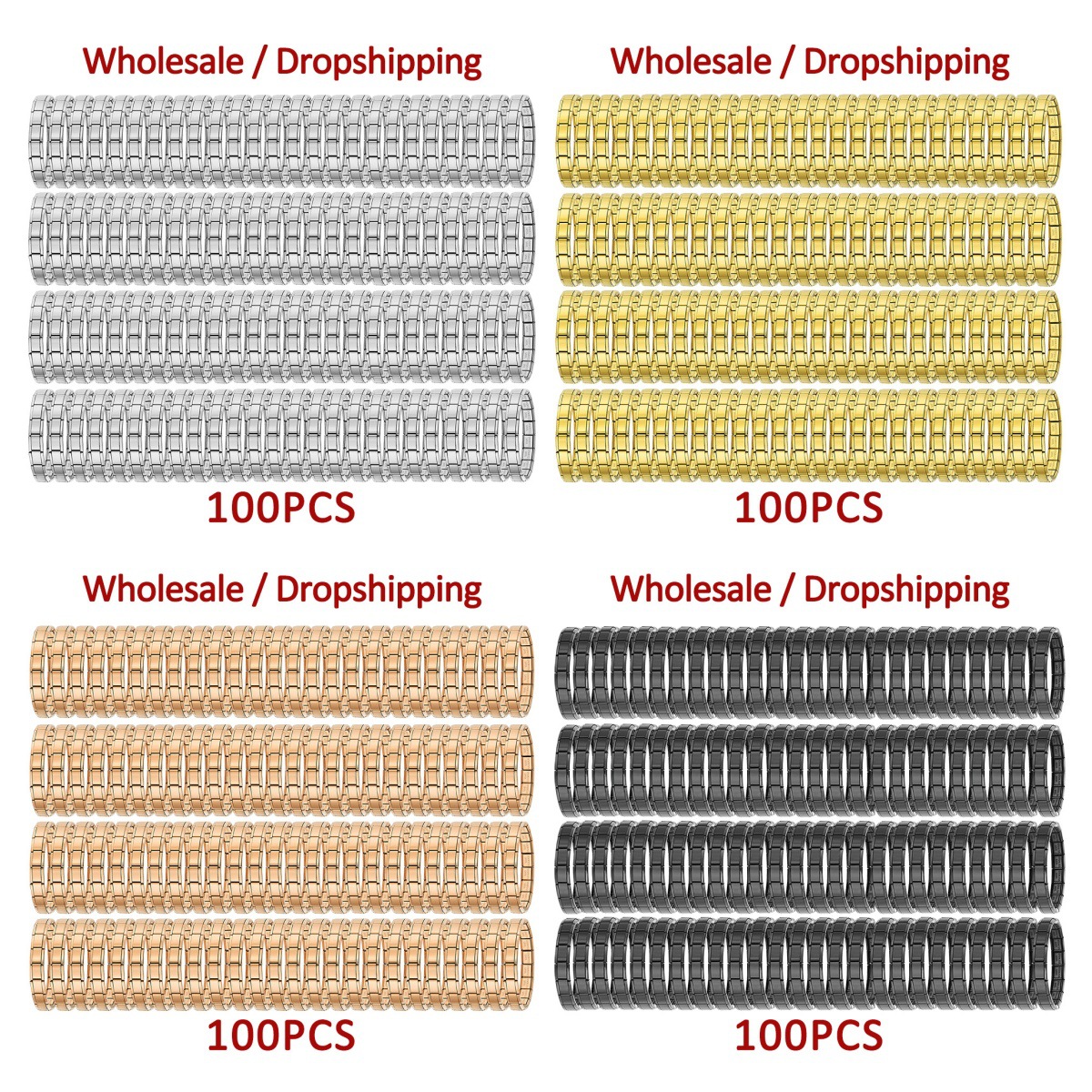 100 pieces wholesale basic smooth Italian modular bracelet DIY stainless steel watch strap chain module accessories