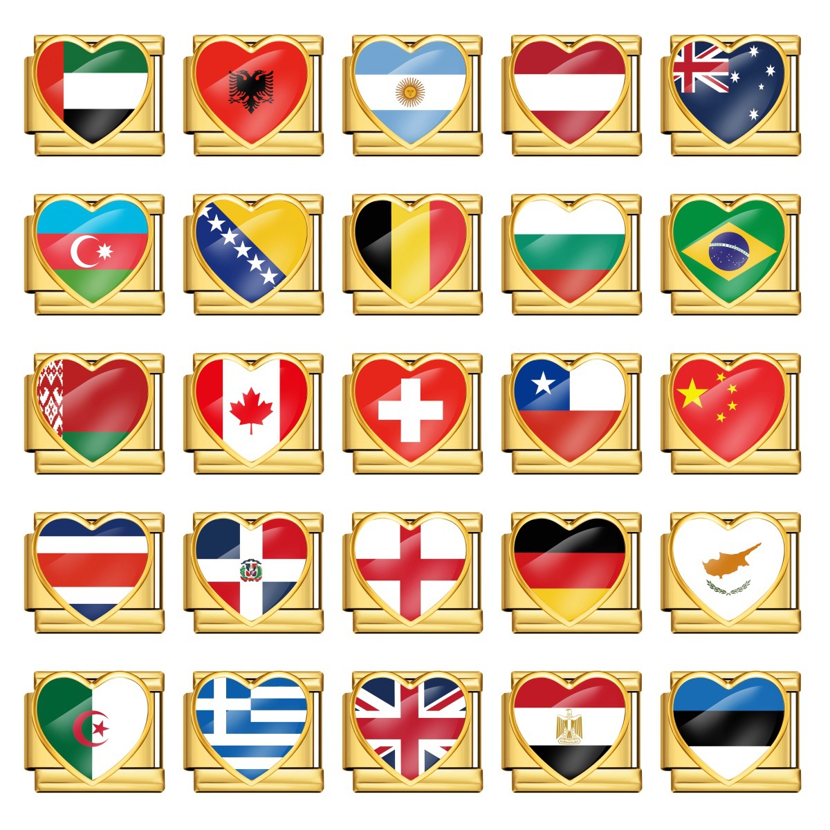 Golden Flag Series Italian Modular Bracelet Stainless Steel DIY Elastic Detachable Interlocking Bracelet Jewelry