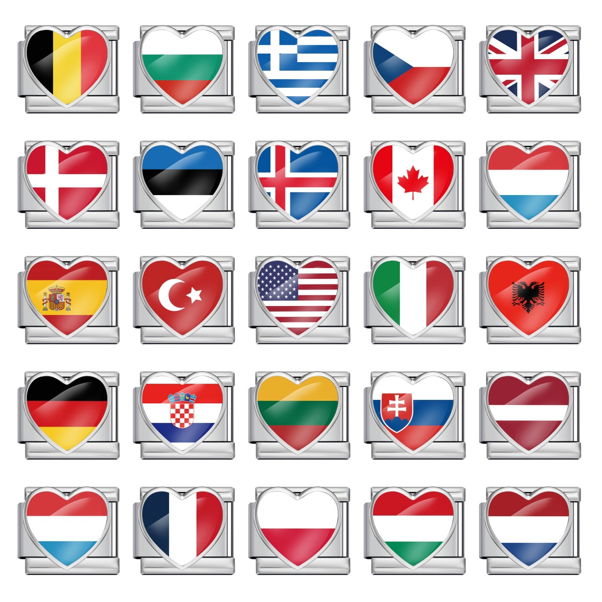 NATO flag stainless steel DIY Italian modular bracelet Greenland flag module watch strap chain