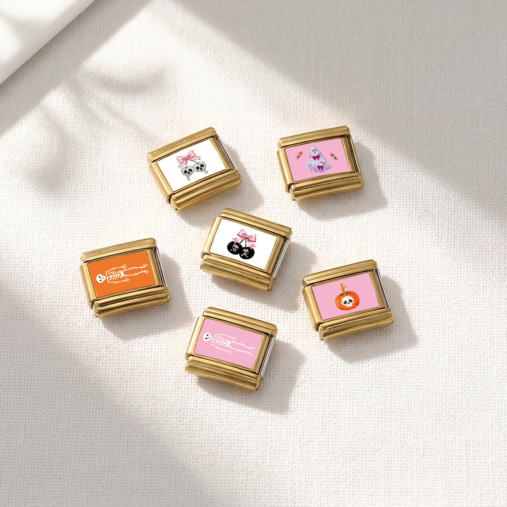 Personalized Italian modular bracelet, rectangular stainless steel wide modular bracelet, DIY jewelry.