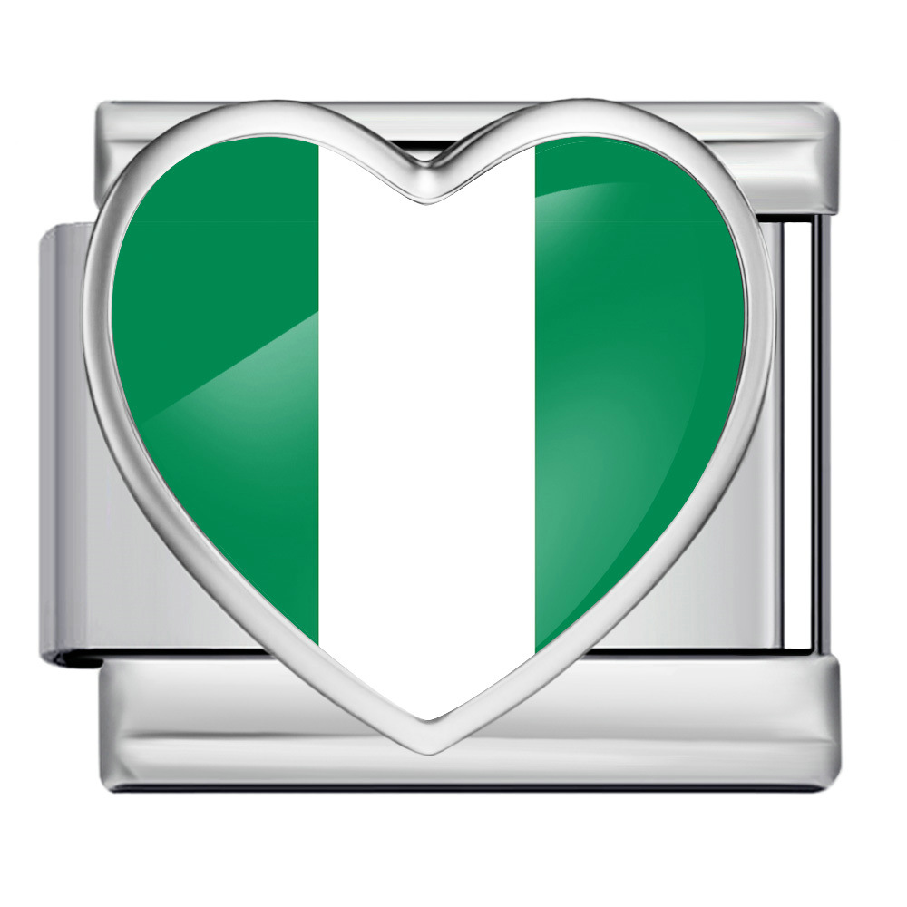 Heart-shaped national flag pattern handmade DIY modular stainless steel Italian elastic bracelet watch strap chain accessories