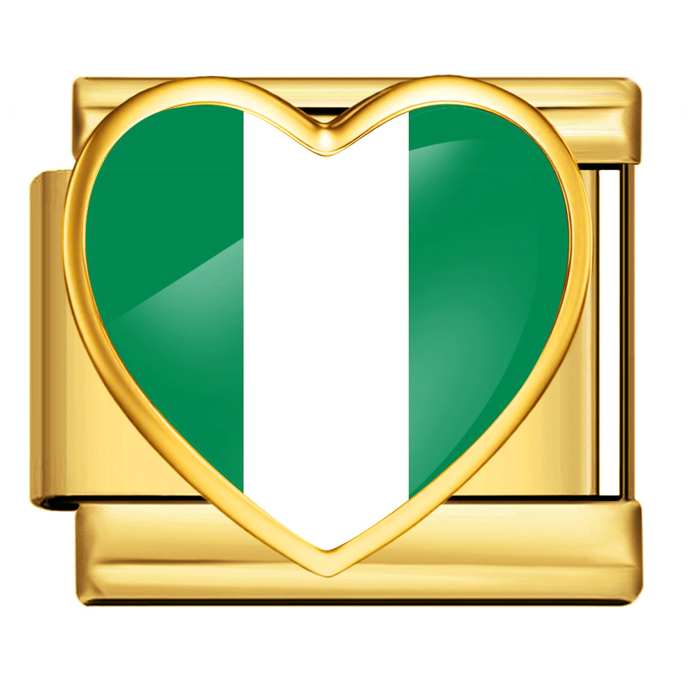 Heart-shaped national flag pattern handmade DIY modular stainless steel Italian elastic bracelet watch strap chain accessories