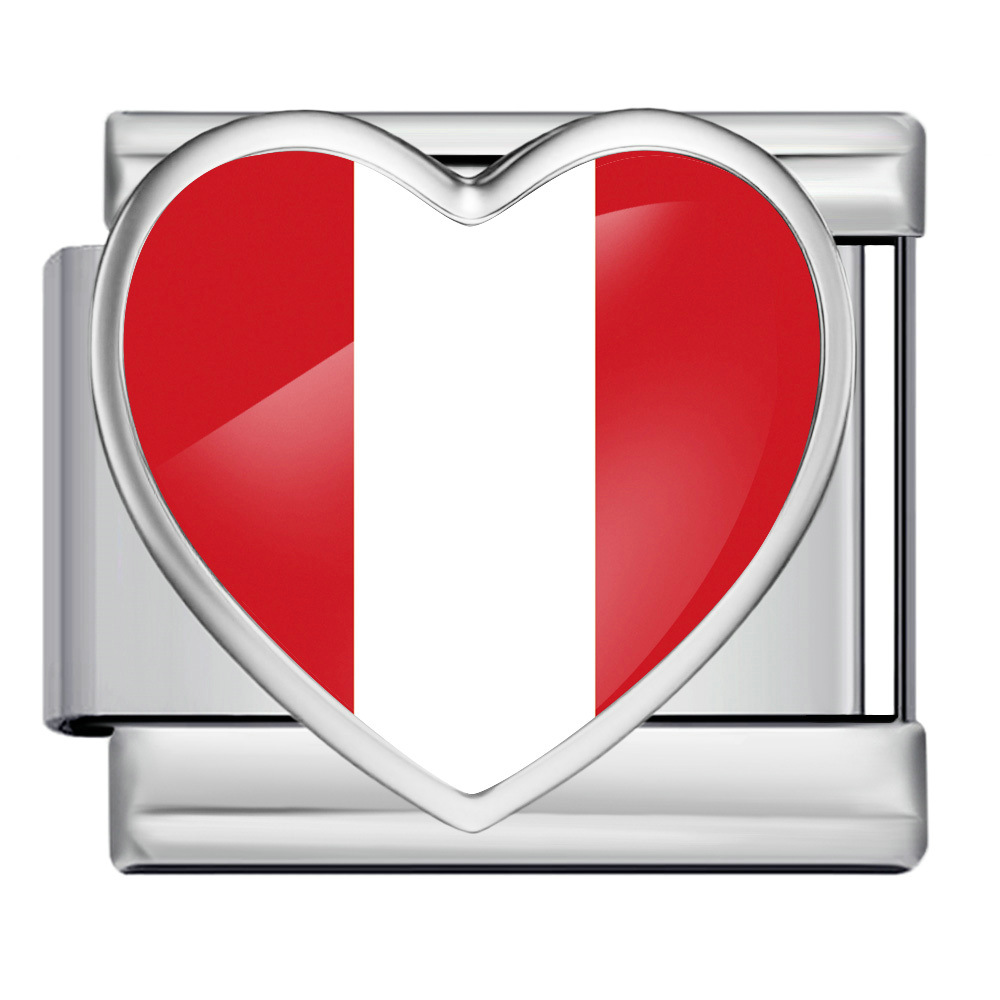 Heart-shaped national flag pattern handmade DIY modular stainless steel Italian elastic bracelet watch strap chain accessories
