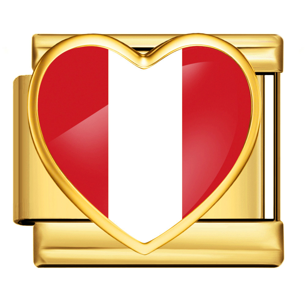 Heart-shaped national flag pattern handmade DIY modular stainless steel Italian elastic bracelet watch strap chain accessories