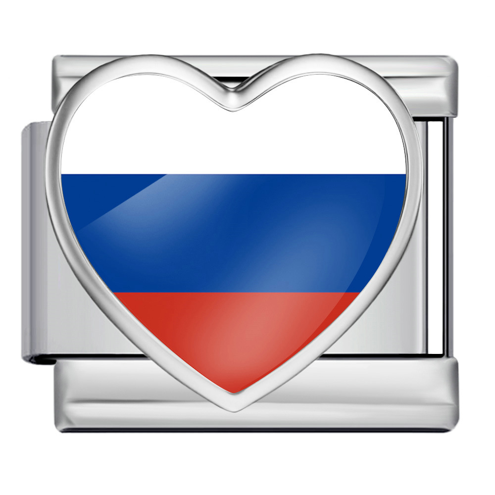 Heart-shaped national flag pattern handmade DIY modular stainless steel Italian elastic bracelet watch strap chain accessories