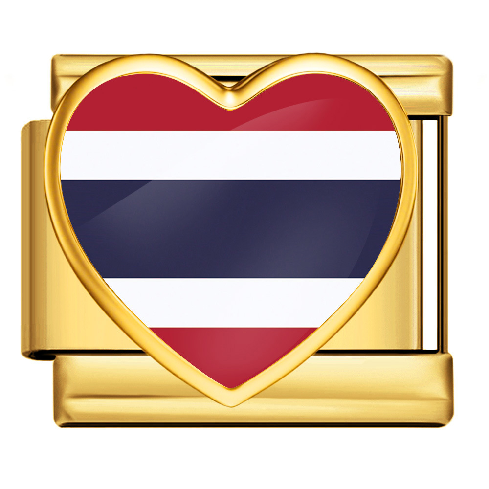 Heart-shaped national flag pattern handmade DIY modular stainless steel Italian elastic bracelet watch strap chain accessories