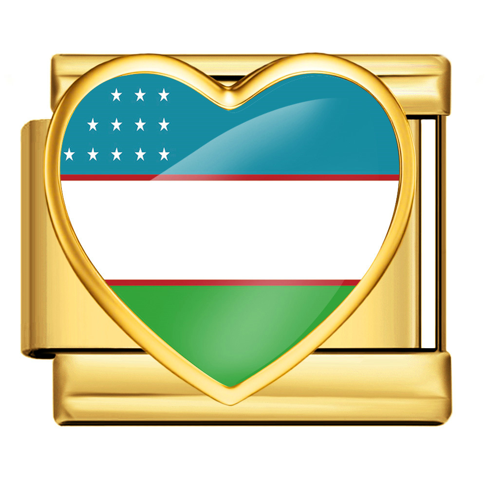 Heart-shaped national flag pattern handmade DIY modular stainless steel Italian elastic bracelet watch strap chain accessories