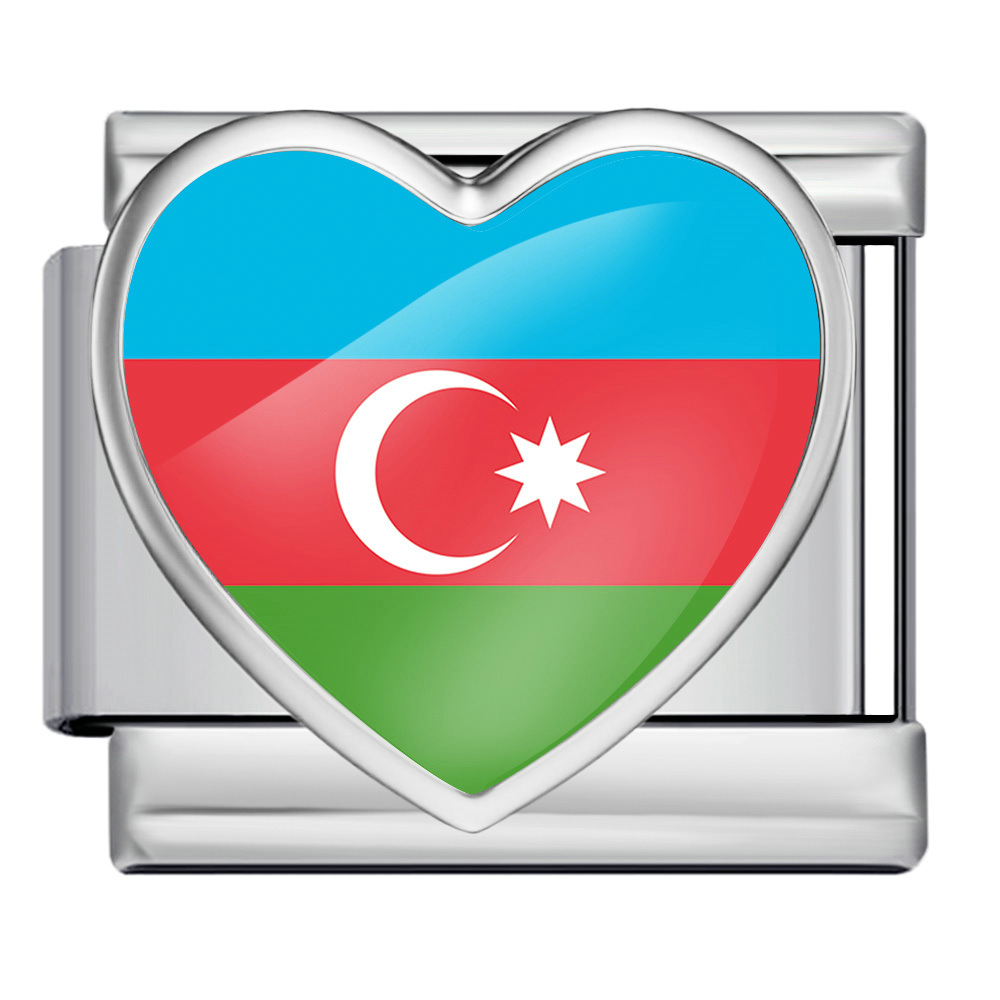 DIY Italian-style patchwork bracelet with heart-shaped flag and flag design, stainless steel watch strap and chain accessories.