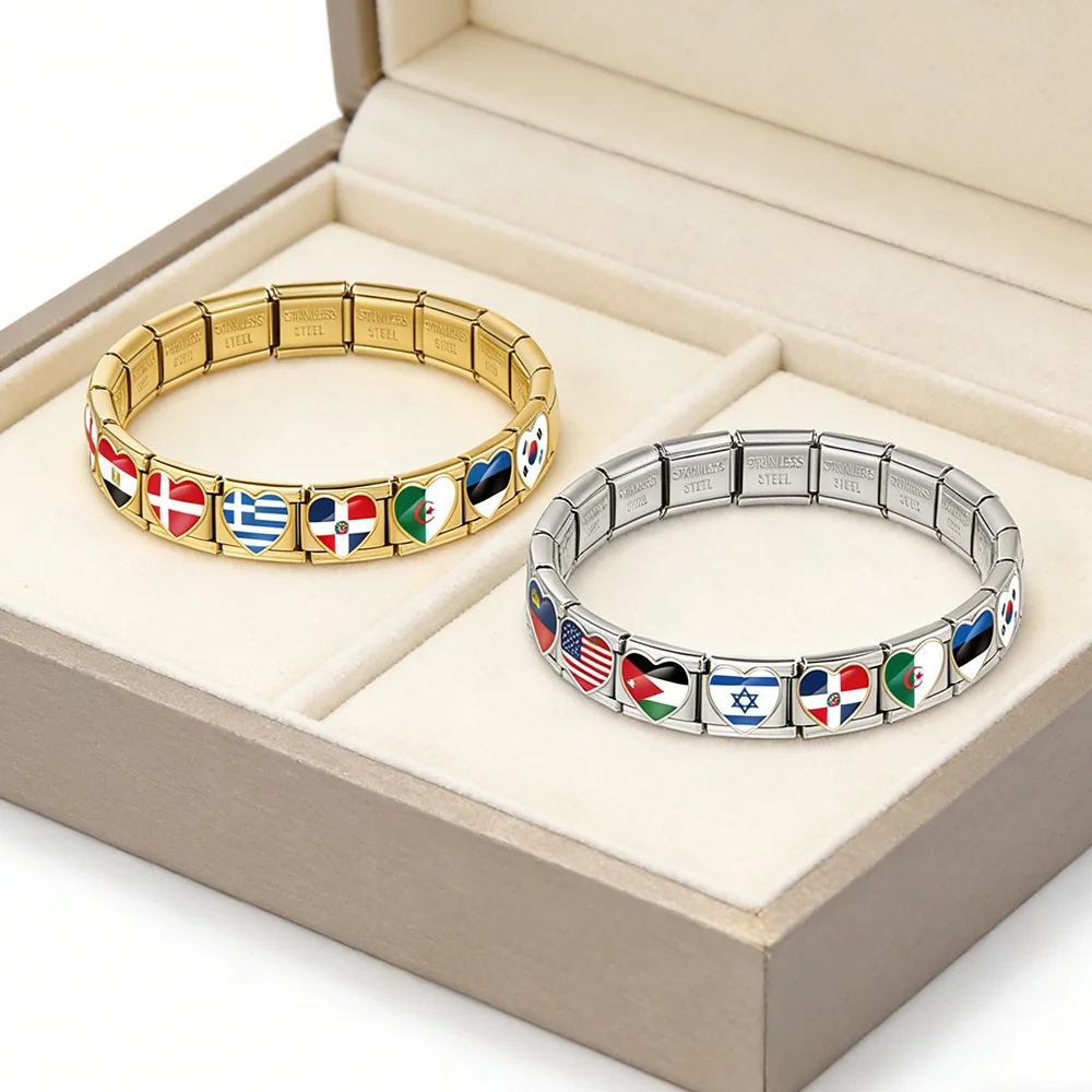 Heart-shaped Italian modular bracelet, multi-functional stainless steel DIY freely combinable modular accessories