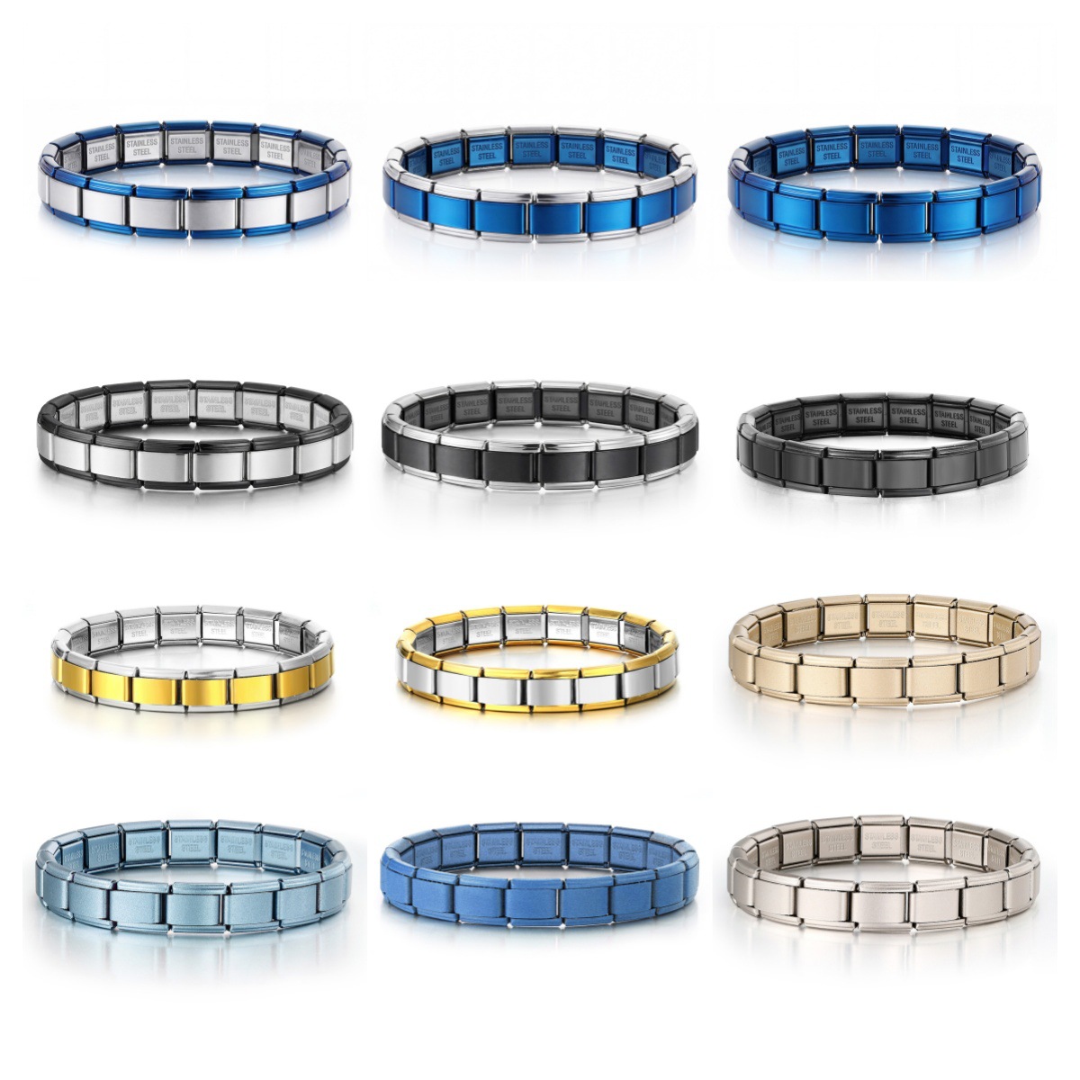 Stainless steel unisex handmade DIY Italian modular bracelet basic chain jewelry trendy accessories