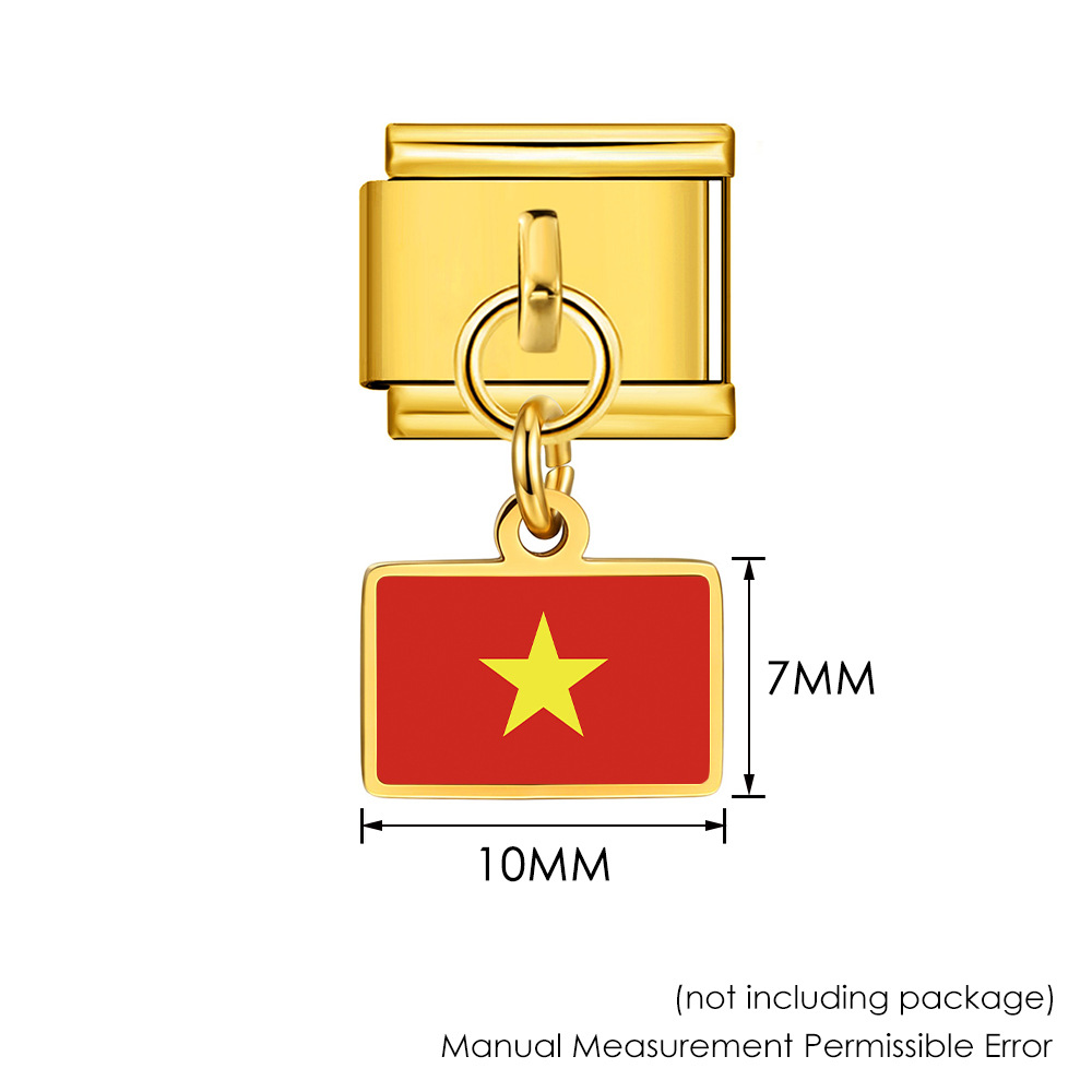 World Flag Theme Pendant Italian Modular Bracelet Stainless Steel DIY Free Assembly Accessories
