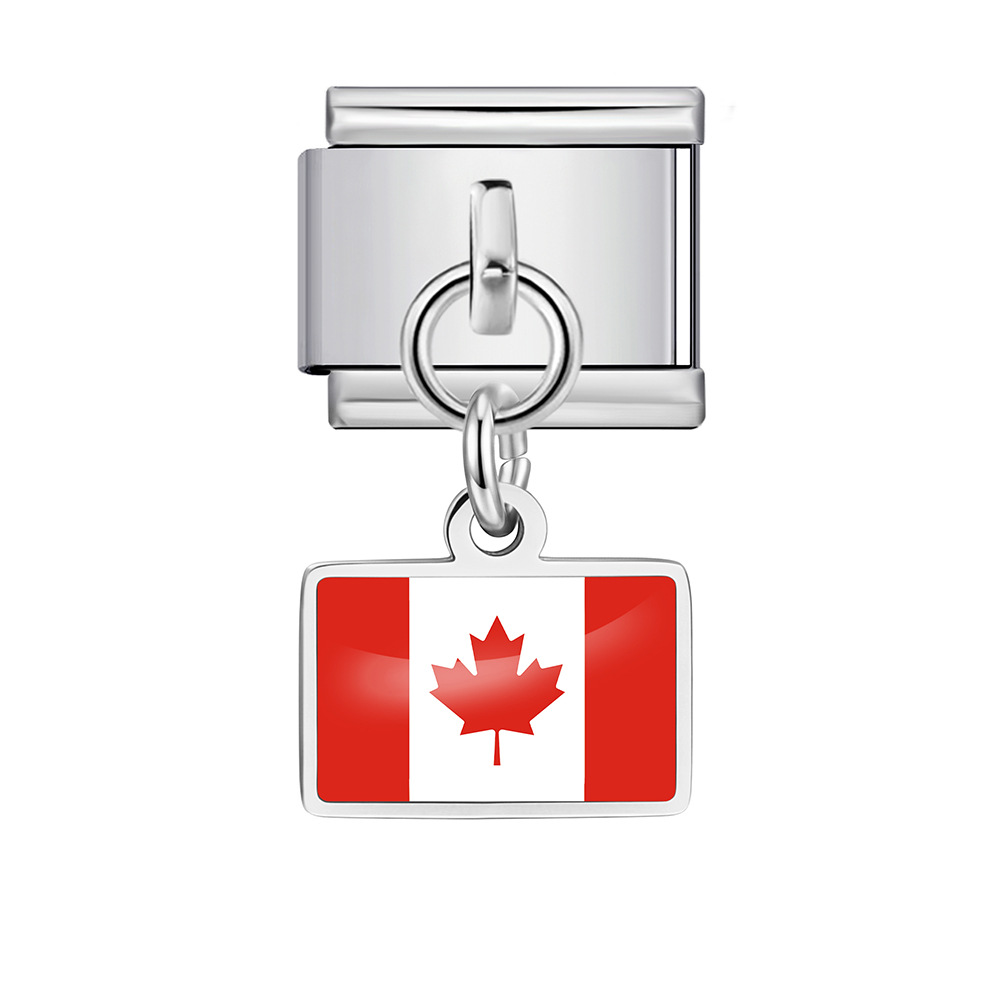 World Flag Theme Pendant Italian Modular Bracelet Stainless Steel DIY Free Assembly Accessories