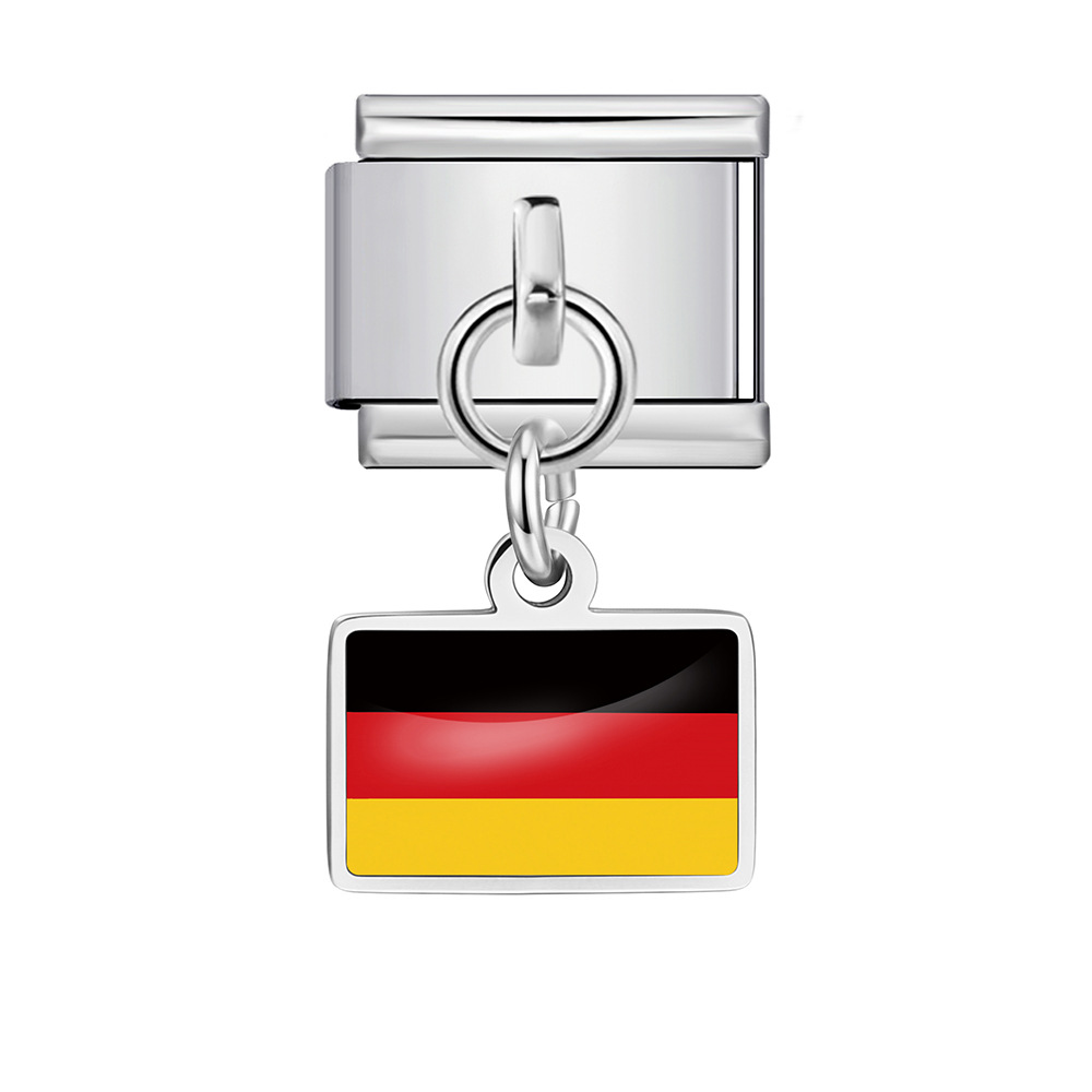 World Flag Theme Pendant Italian Modular Bracelet Stainless Steel DIY Free Assembly Accessories