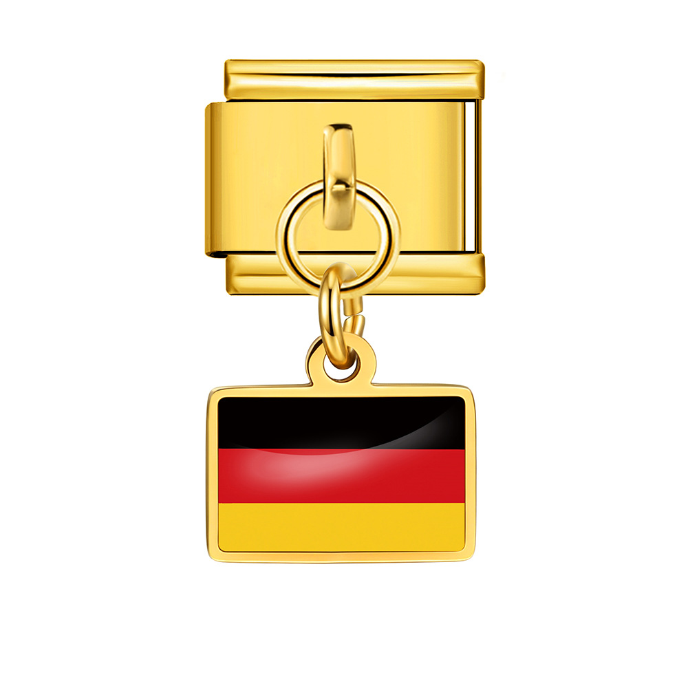 World Flag Theme Pendant Italian Modular Bracelet Stainless Steel DIY Free Assembly Accessories