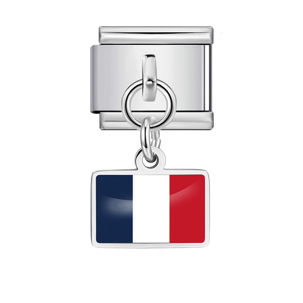 World Flag Theme Pendant Italian Modular Bracelet Stainless Steel DIY Free Assembly Accessories