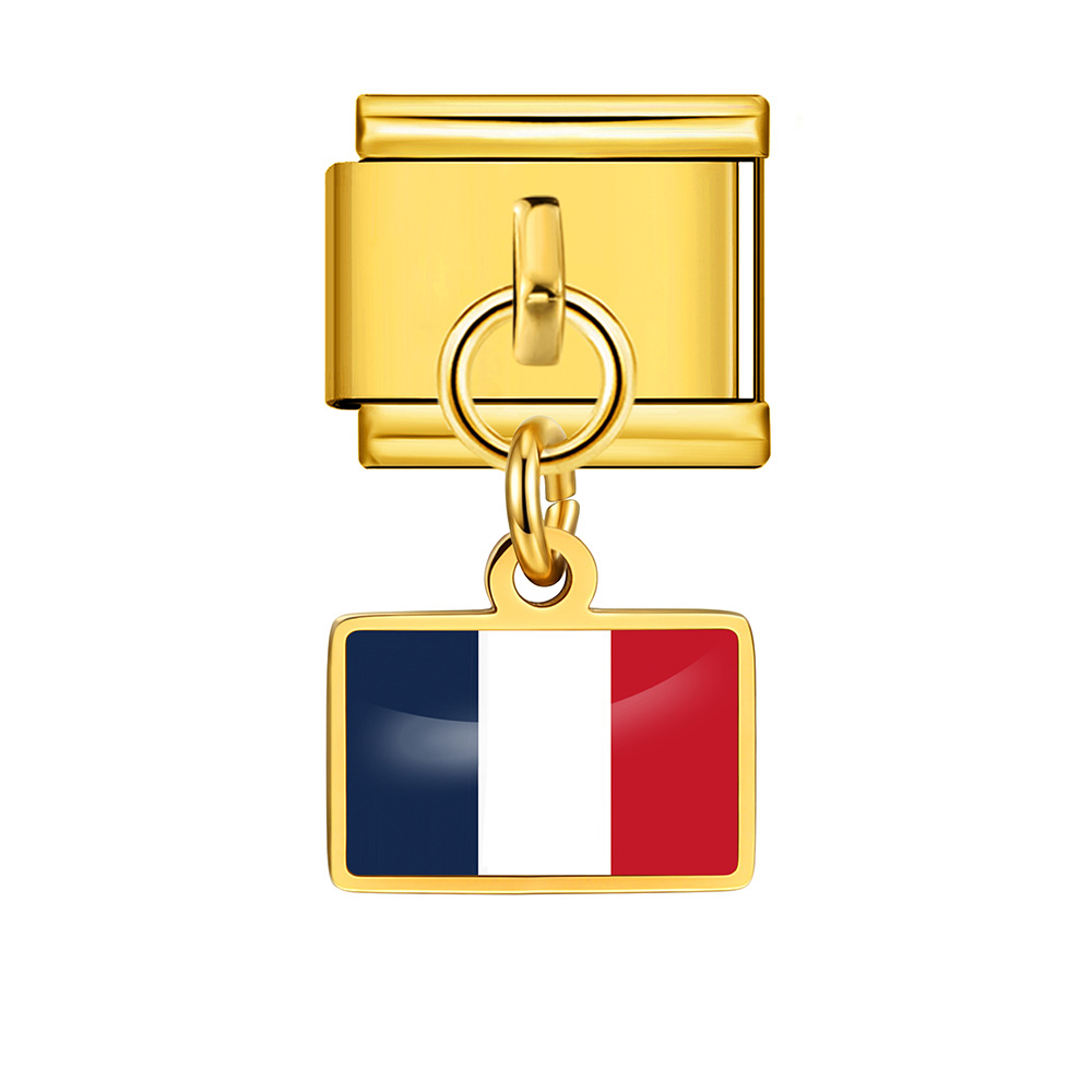 World Flag Theme Pendant Italian Modular Bracelet Stainless Steel DIY Free Assembly Accessories