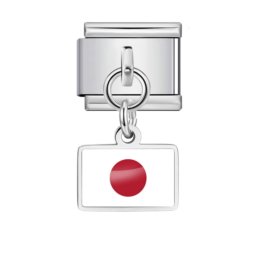 World Flag Theme Pendant Italian Modular Bracelet Stainless Steel DIY Free Assembly Accessories