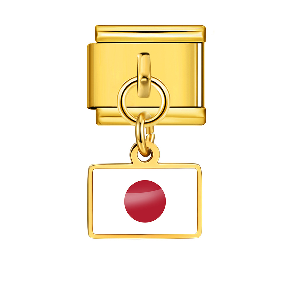 World Flag Theme Pendant Italian Modular Bracelet Stainless Steel DIY Free Assembly Accessories