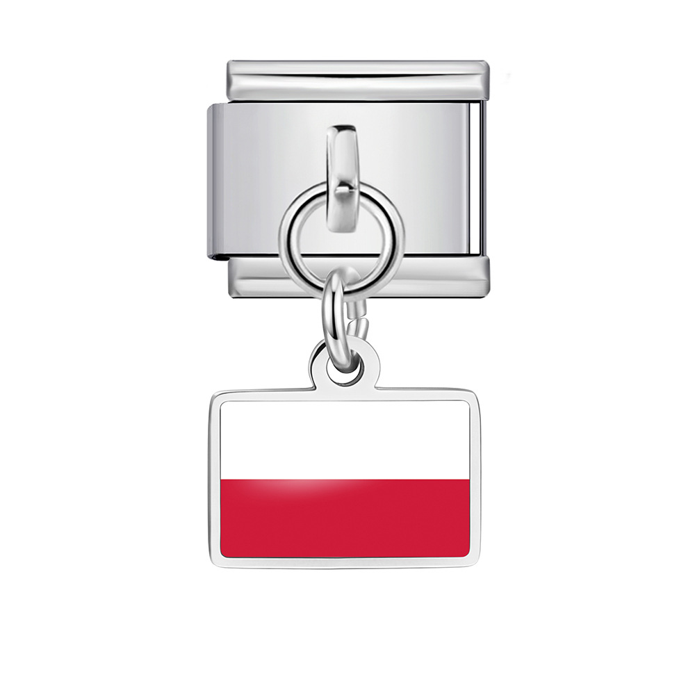World Flag Theme Pendant Italian Modular Bracelet Stainless Steel DIY Free Assembly Accessories