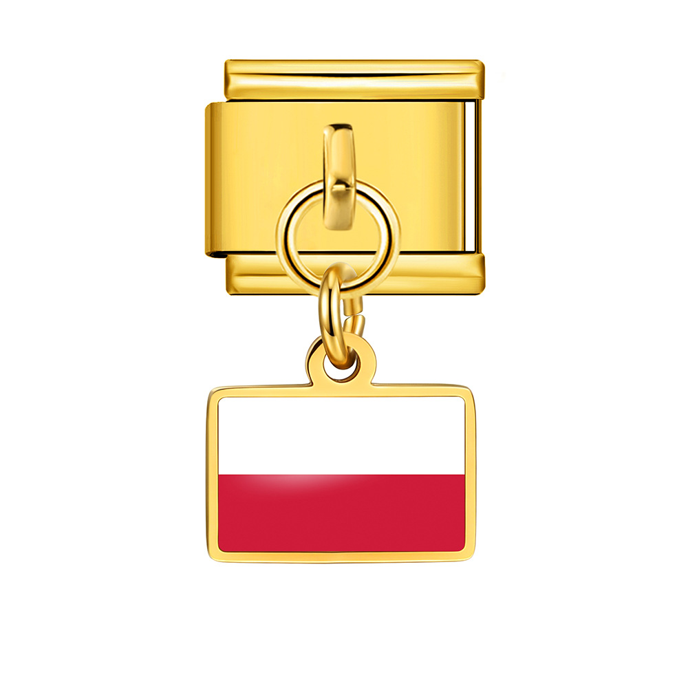 World Flag Theme Pendant Italian Modular Bracelet Stainless Steel DIY Free Assembly Accessories