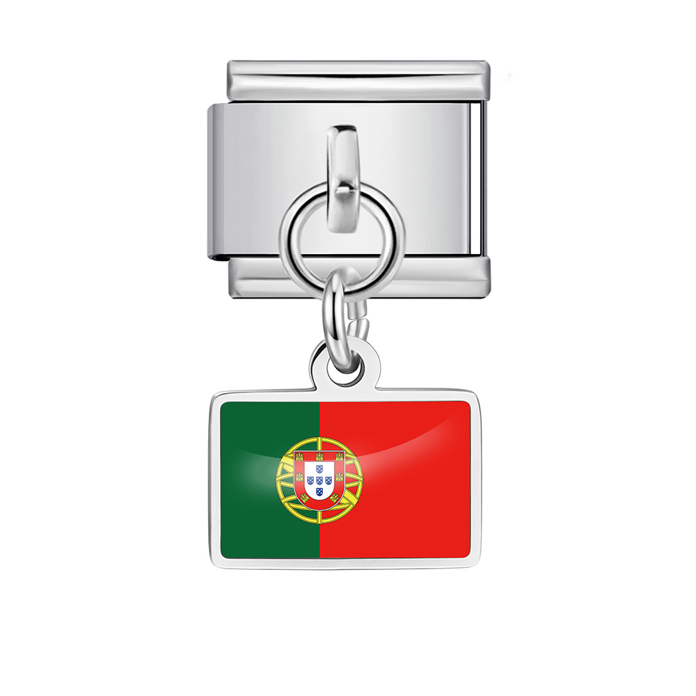 World Flag Theme Pendant Italian Modular Bracelet Stainless Steel DIY Free Assembly Accessories