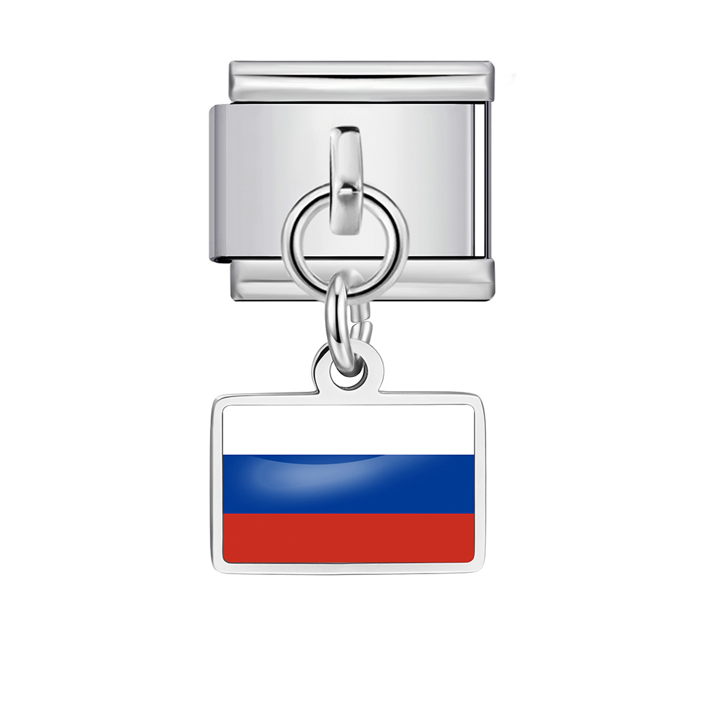 World Flag Theme Pendant Italian Modular Bracelet Stainless Steel DIY Free Assembly Accessories