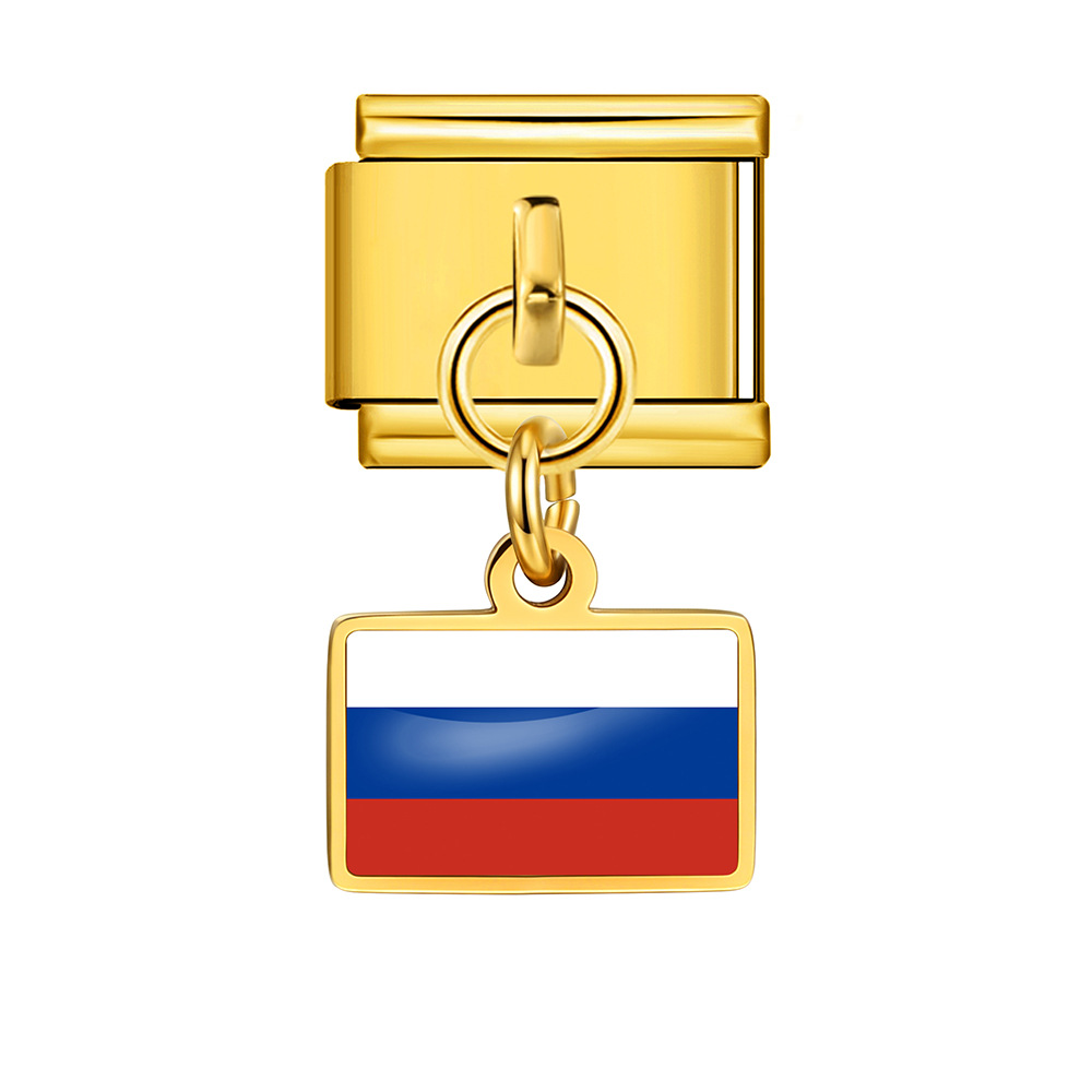 World Flag Theme Pendant Italian Modular Bracelet Stainless Steel DIY Free Assembly Accessories