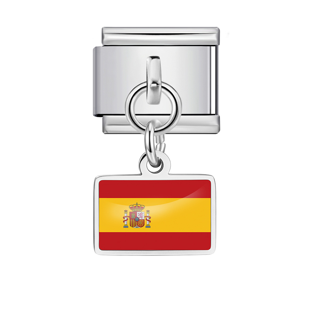 World Flag Theme Pendant Italian Modular Bracelet Stainless Steel DIY Free Assembly Accessories