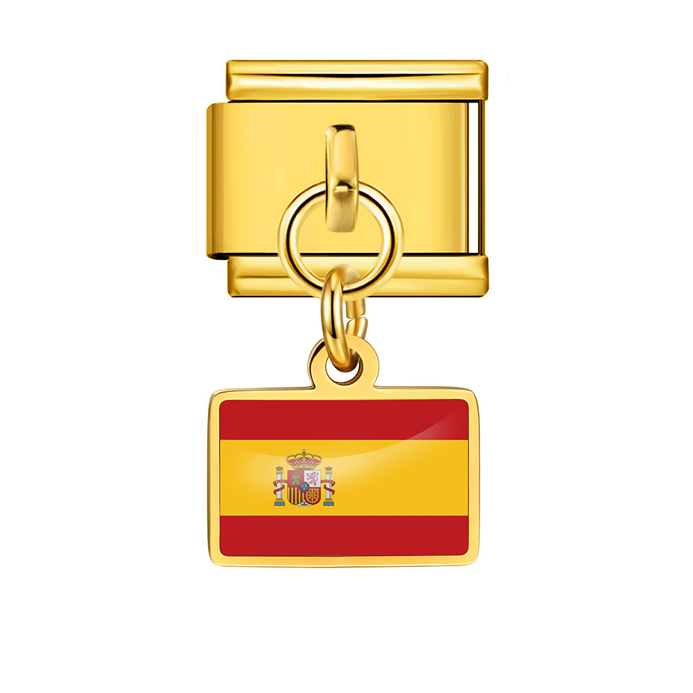 World Flag Theme Pendant Italian Modular Bracelet Stainless Steel DIY Free Assembly Accessories