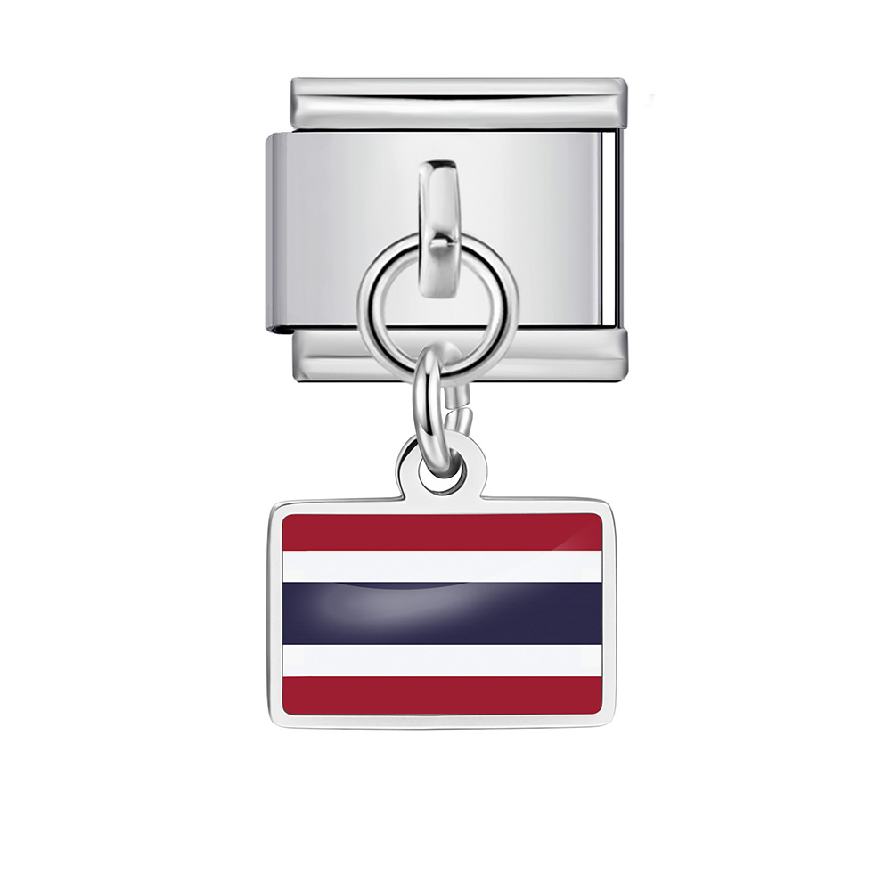 World Flag Theme Pendant Italian Modular Bracelet Stainless Steel DIY Free Assembly Accessories
