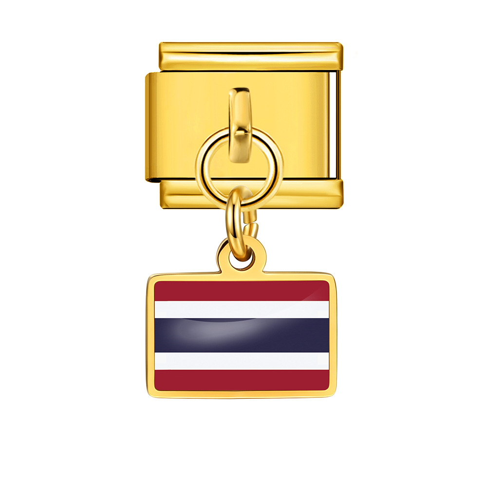 World Flag Theme Pendant Italian Modular Bracelet Stainless Steel DIY Free Assembly Accessories