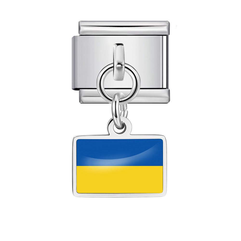 World Flag Theme Pendant Italian Modular Bracelet Stainless Steel DIY Free Assembly Accessories
