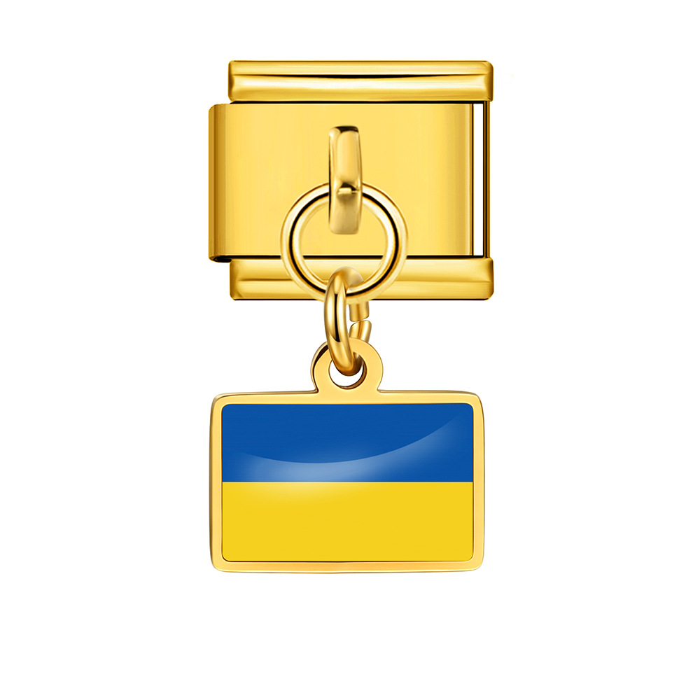 World Flag Theme Pendant Italian Modular Bracelet Stainless Steel DIY Free Assembly Accessories