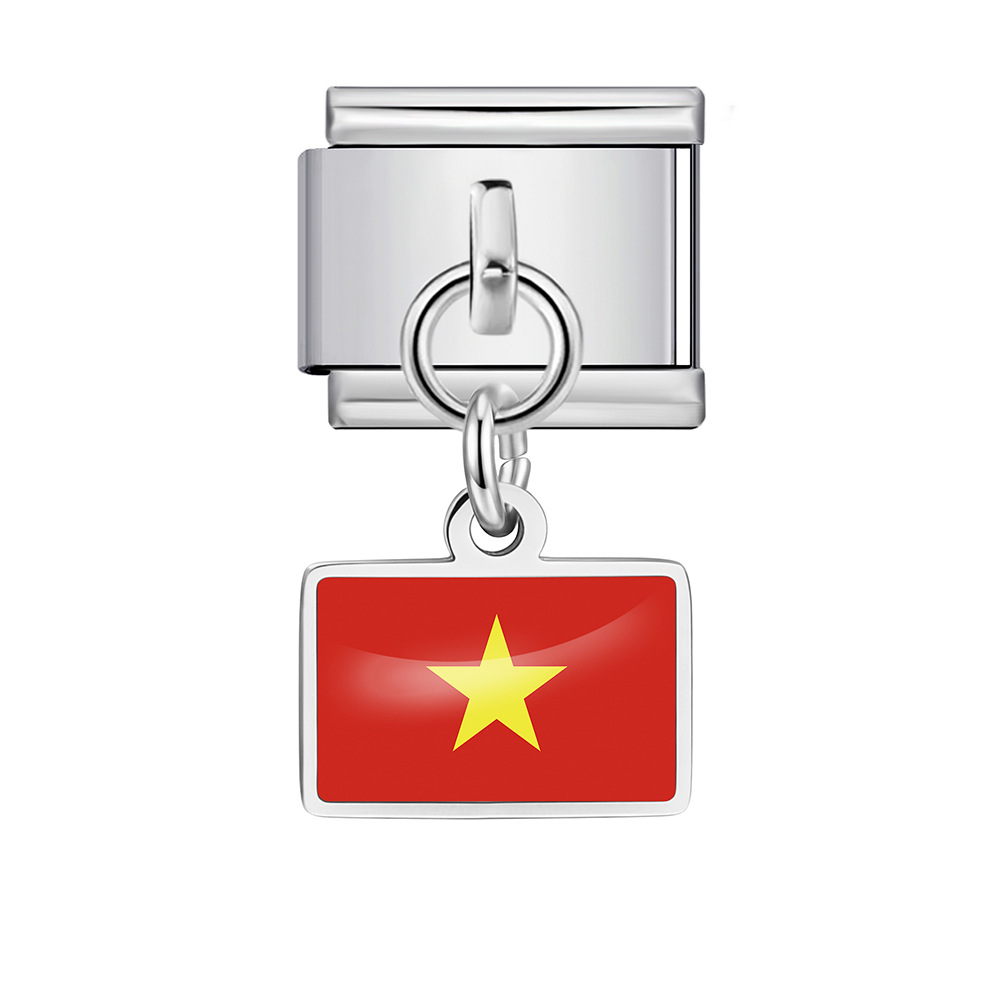 World Flag Theme Pendant Italian Modular Bracelet Stainless Steel DIY Free Assembly Accessories
