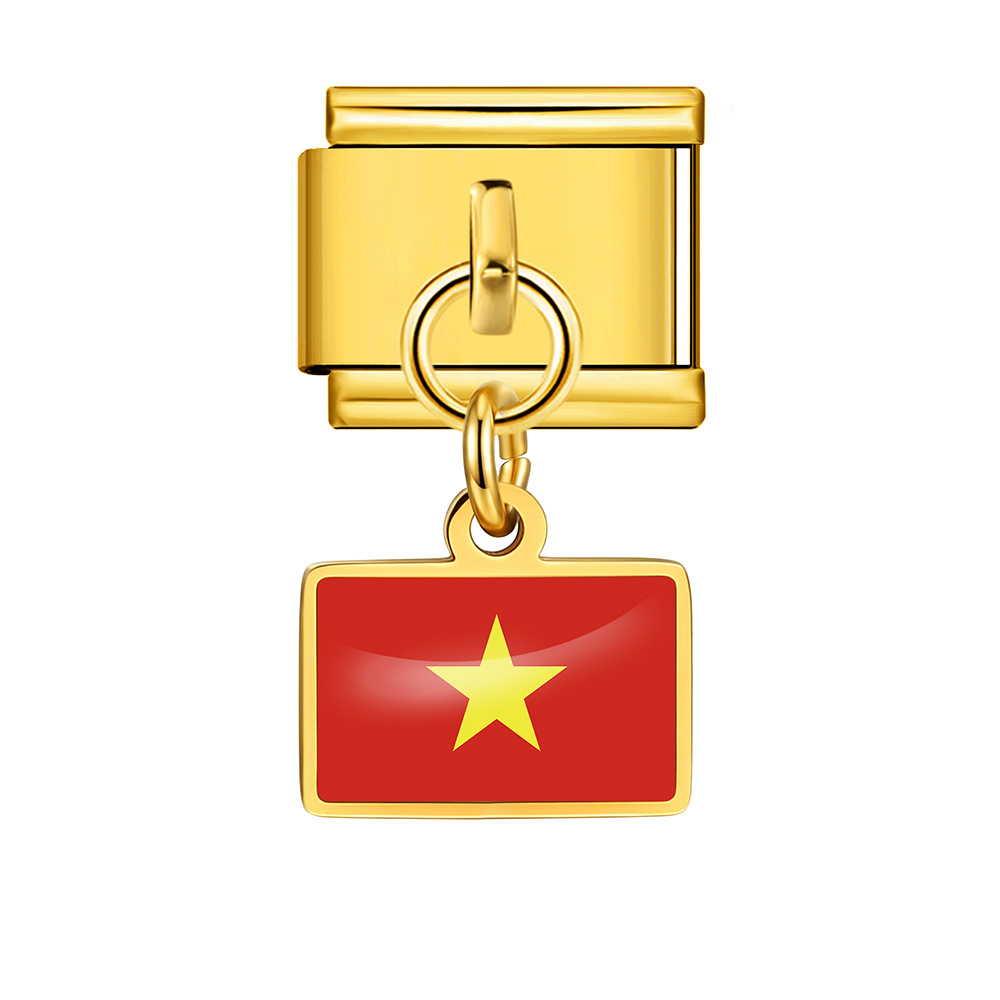 World Flag Theme Pendant Italian Modular Bracelet Stainless Steel DIY Free Assembly Accessories