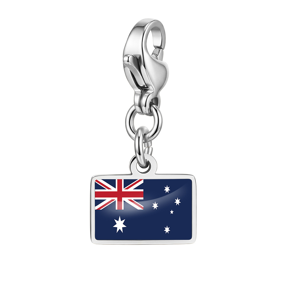 DIY handmade gift decoration accessories, including national flag pendant, lobster clasp pendant, paperclip bracelet, and necklace.