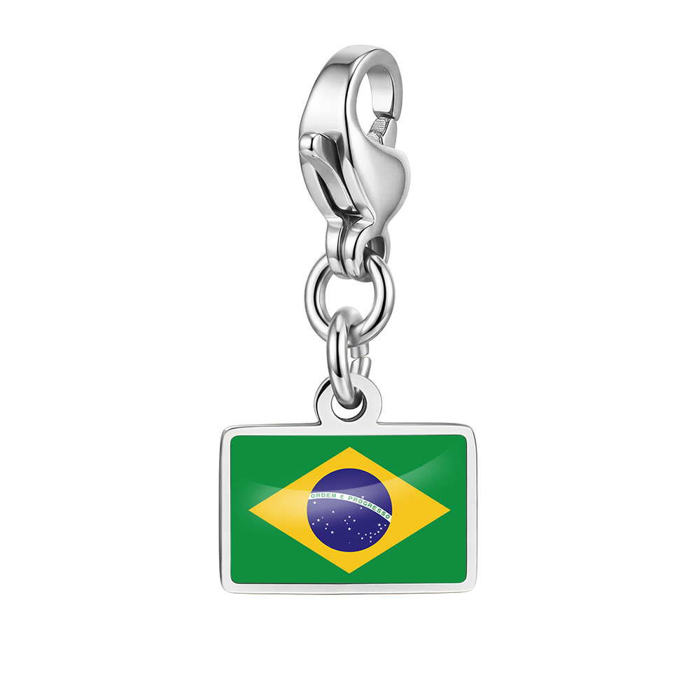 DIY handmade gift decoration accessories, including national flag pendant, lobster clasp pendant, paperclip bracelet, and necklace.