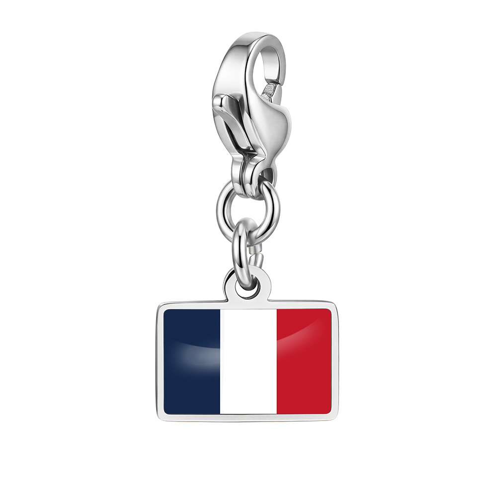 DIY handmade gift decoration accessories, including national flag pendant, lobster clasp pendant, paperclip bracelet, and necklace.