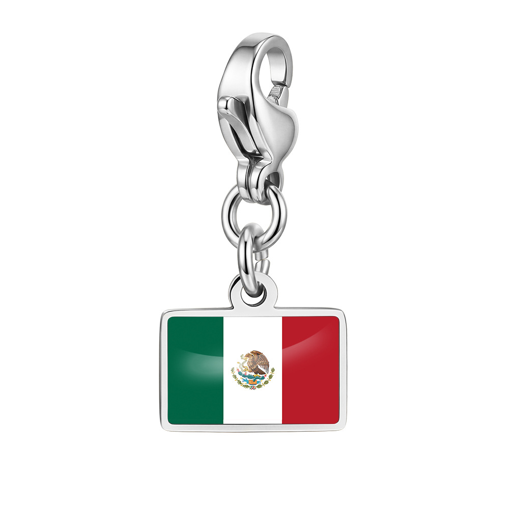 DIY handmade gift decoration accessories, including national flag pendant, lobster clasp pendant, paperclip bracelet, and necklace.