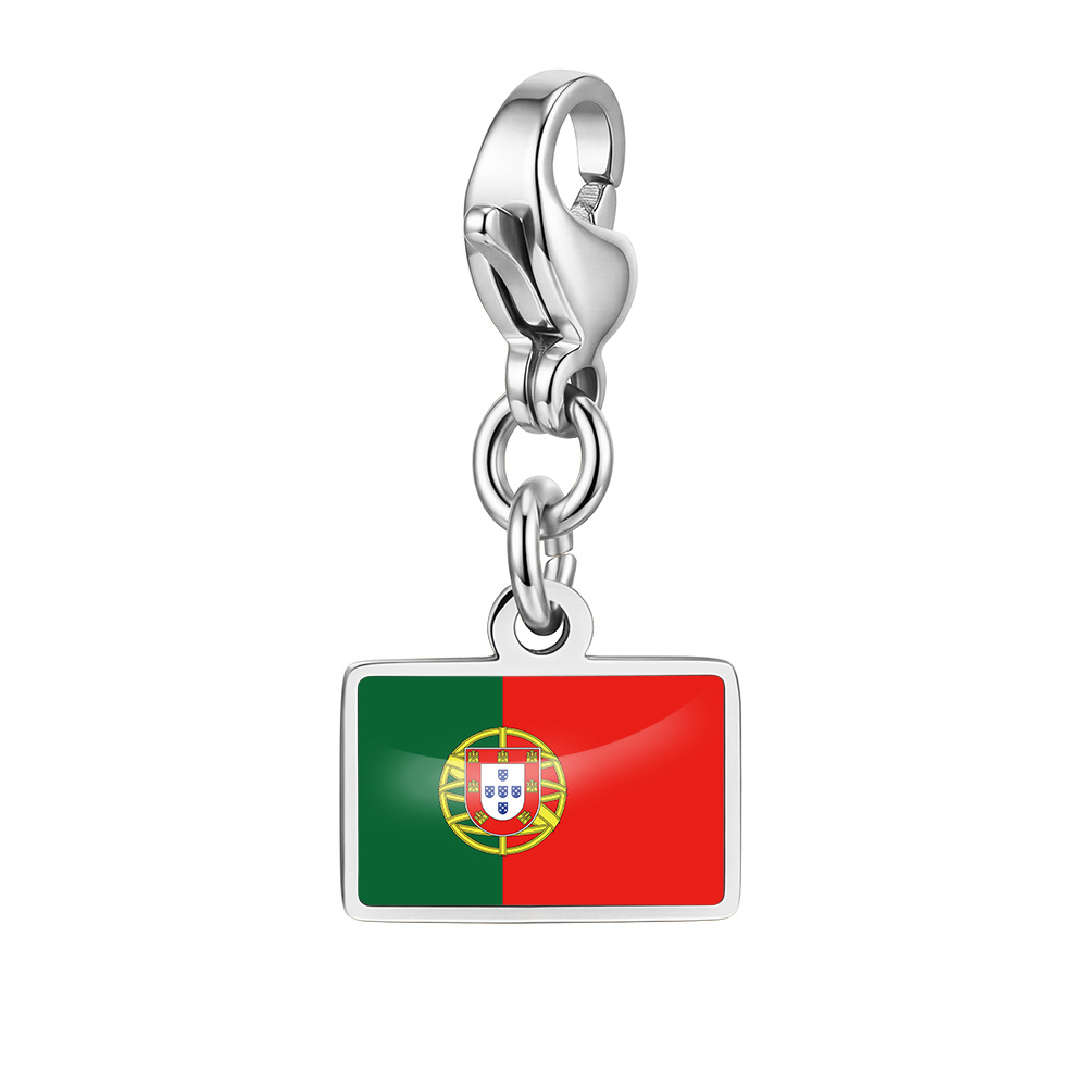 DIY handmade gift decoration accessories, including national flag pendant, lobster clasp pendant, paperclip bracelet, and necklace.