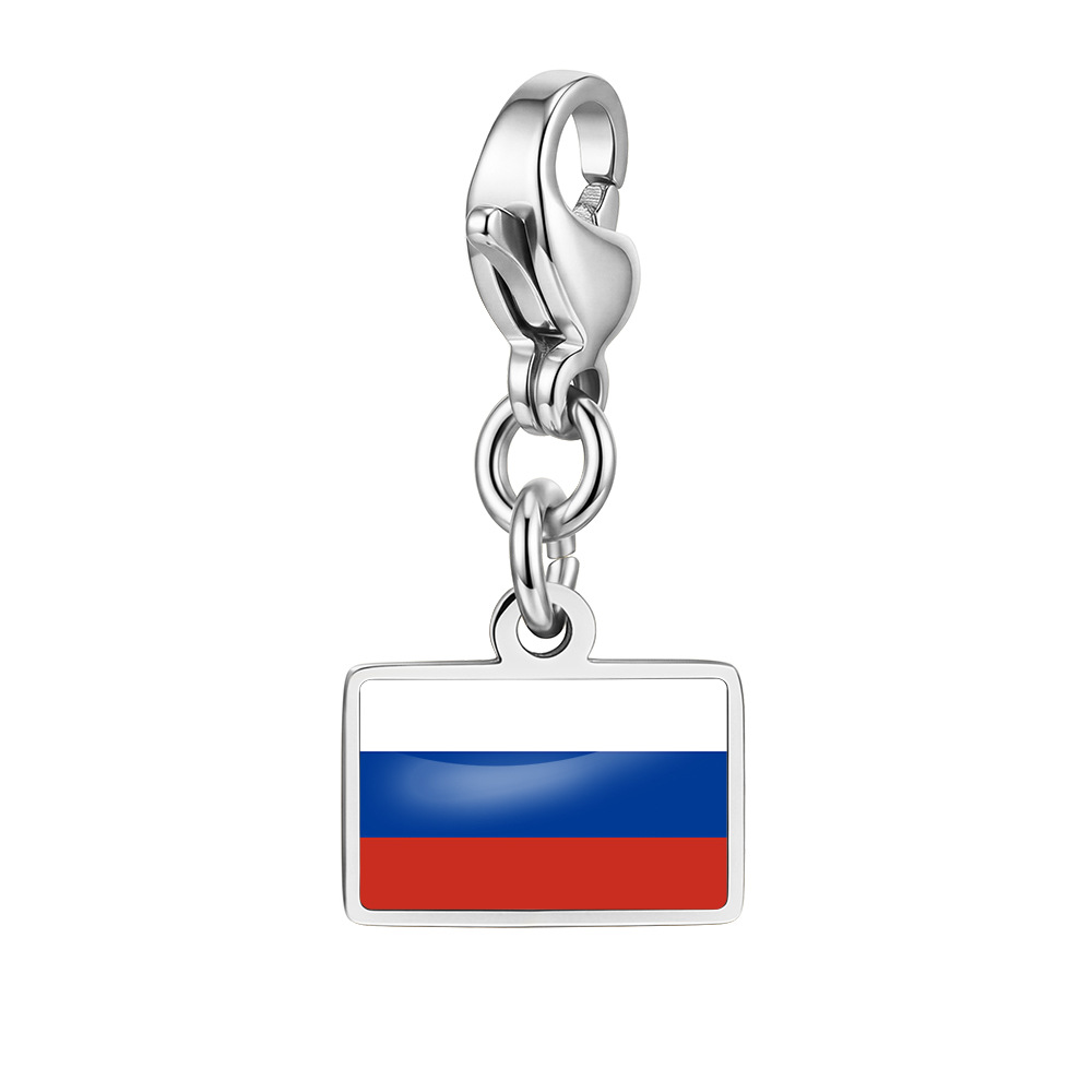 DIY handmade gift decoration accessories, including national flag pendant, lobster clasp pendant, paperclip bracelet, and necklace.