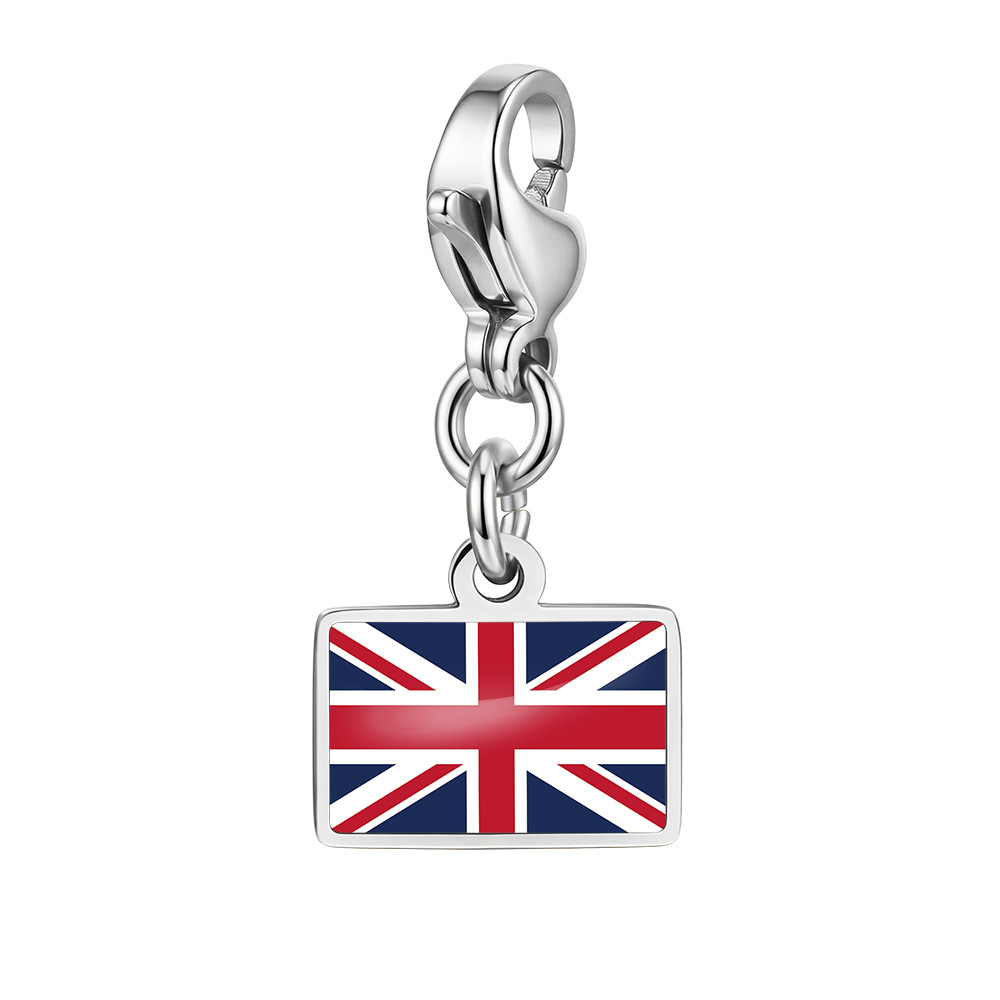 DIY handmade gift decoration accessories, including national flag pendant, lobster clasp pendant, paperclip bracelet, and necklace.