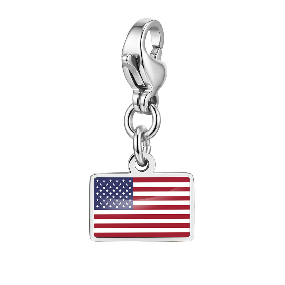 DIY handmade gift decoration accessories, including national flag pendant, lobster clasp pendant, paperclip bracelet, and necklace.