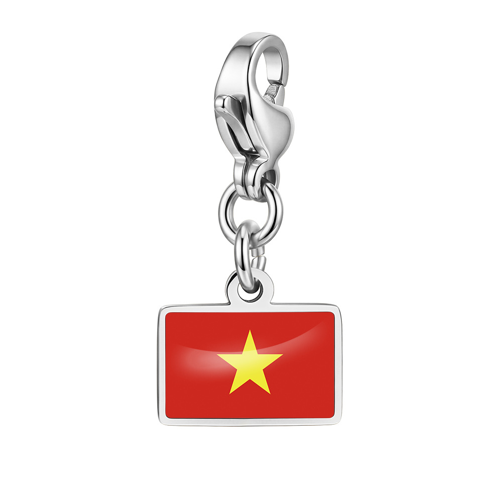 DIY handmade gift decoration accessories, including national flag pendant, lobster clasp pendant, paperclip bracelet, and necklace.