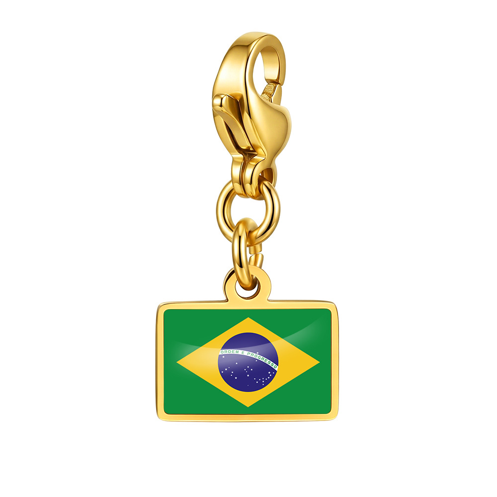 DIY handmade gift decoration accessories, including national flag pendant, lobster clasp pendant, paperclip bracelet, and necklace.